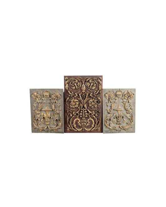 Set of Three 19th Century Carved Panels, St. Peter's Rome Provenance