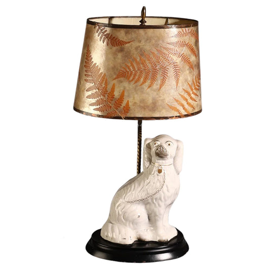 Staffordshire Dog Table Lamp w/ Botanical Fern Shade