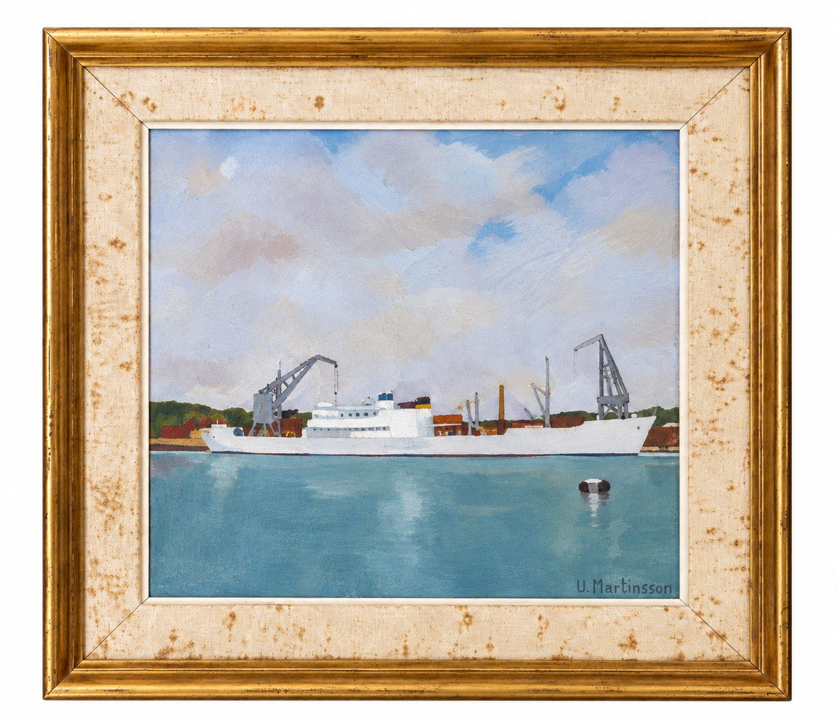 Ship Portrait: The Freighter Kolsnaren, Signed Oil on Panel