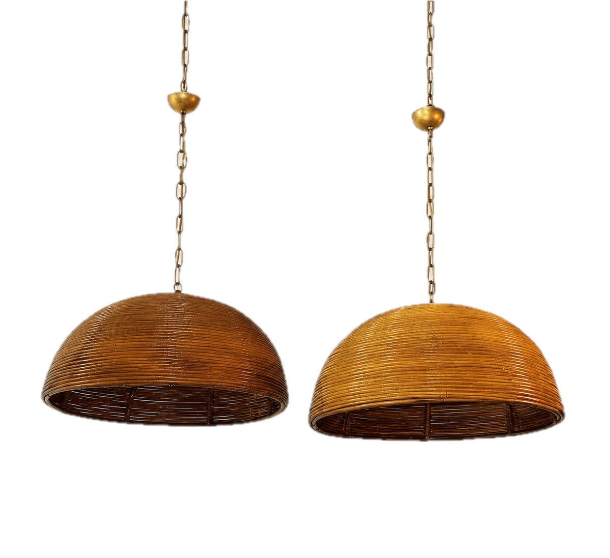 Pair of Italian Bamboo Dome Chandeliers, 20th Century