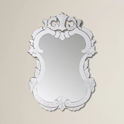 Venetian Etched Wall Mirror, Glass & Metal