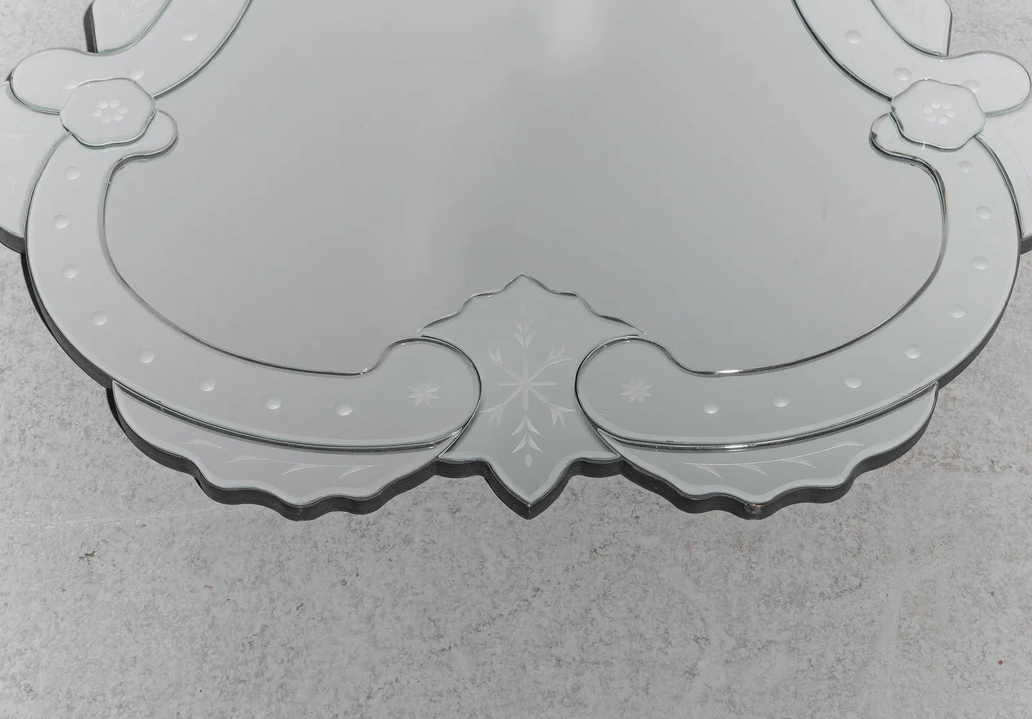 Venetian Etched Wall Mirror, Glass & Metal