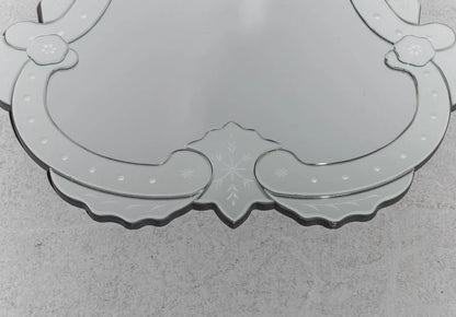 Venetian Etched Wall Mirror, Glass & Metal