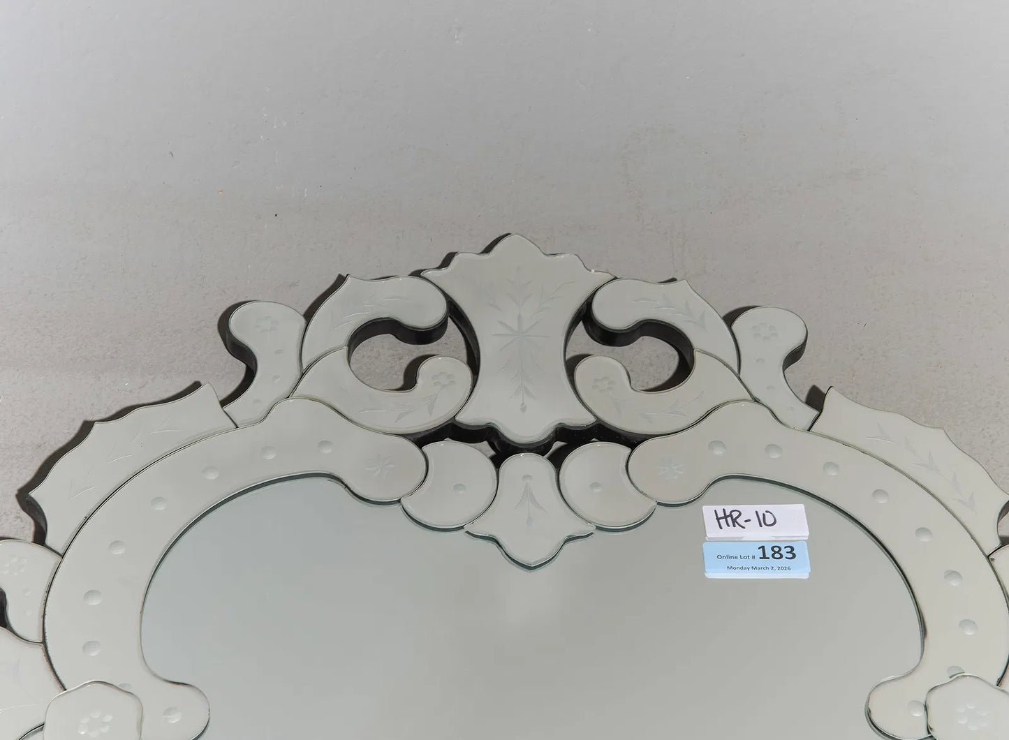 Venetian Etched Wall Mirror, Glass & Metal