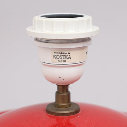 Kostka France maker label on red ceramic lamp