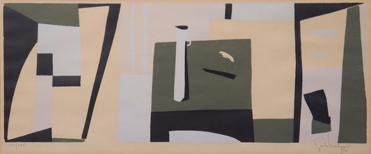 Gosta Lindqvist cubist still life lithograph