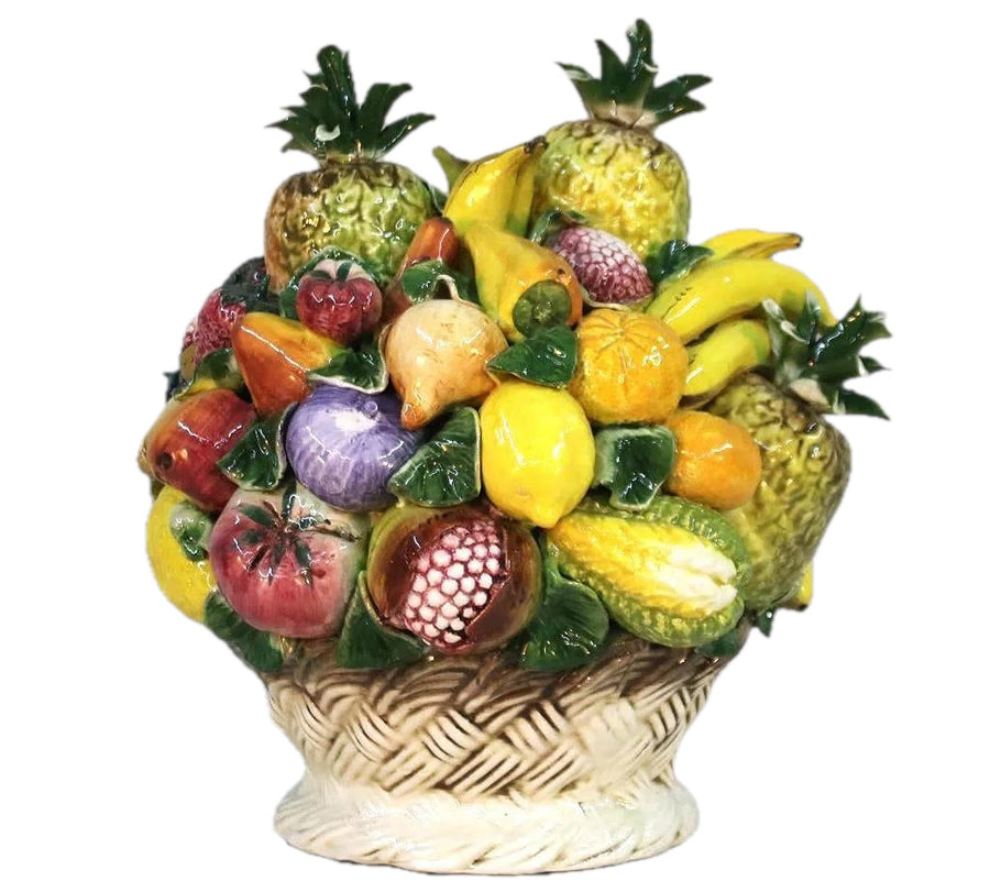 Glazed Ceramic Fruit Basket Centerpiece