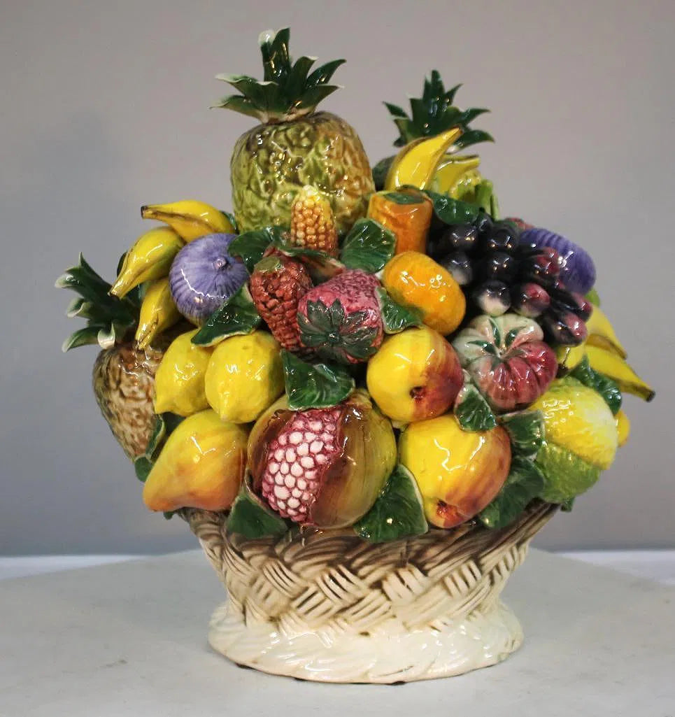 Ceramic fruit basket centerpiece side view