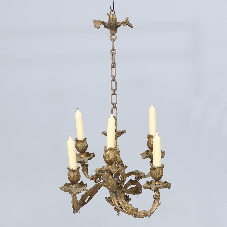 20th Century Louis XV Style Gilt Bronze Chandelier from Sweden