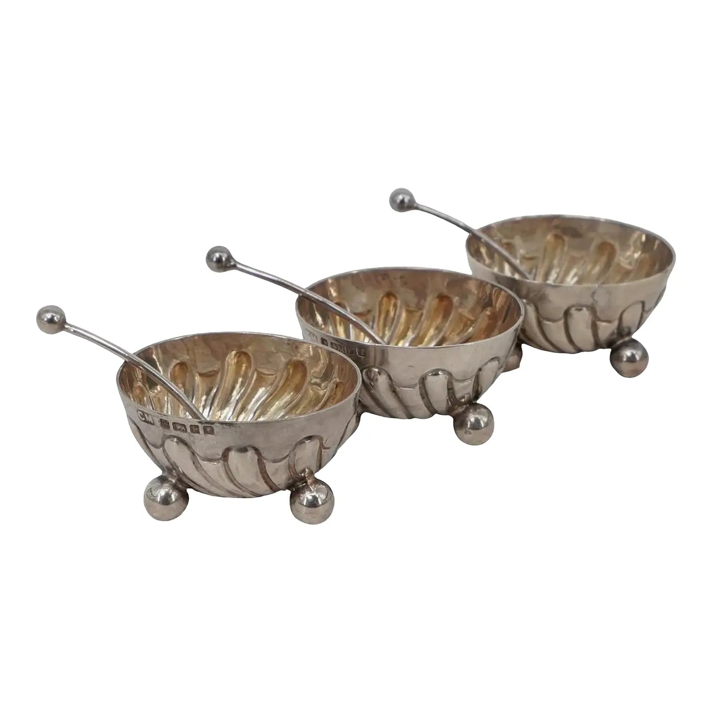 Charles Mappin Silver Plate Salt Cellars With Spoons, Sheffield 1882 (6 Pcs)