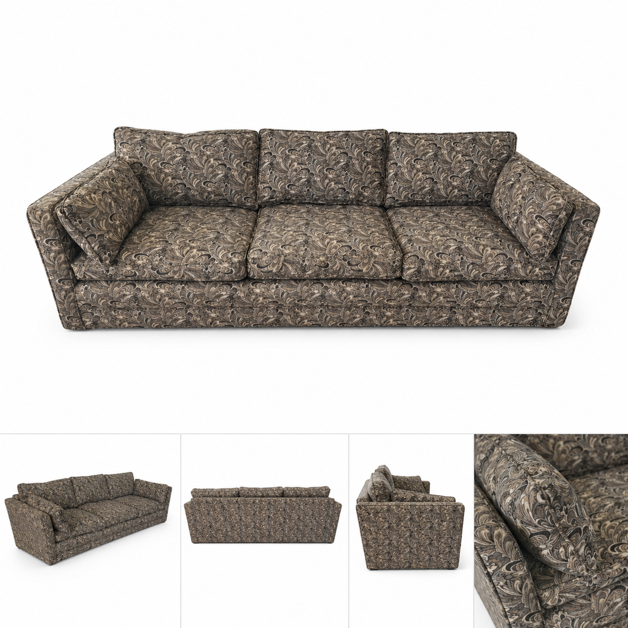 Milo Baughman-Style Mid-Century Modern Sofa on Casters, 1970s