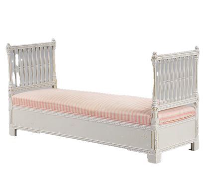 Antique Gustavian Banquette Sofa with Pink Striped Upholstery