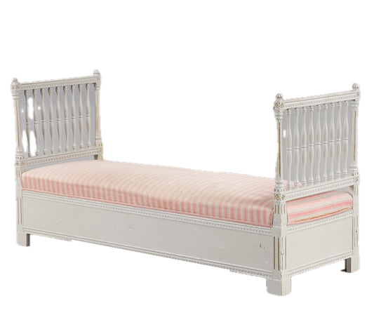 Antique Gustavian Banquette Sofa with Pink Striped Upholstery
