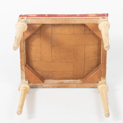 Gustavian Style Painted Stool with Red Striped Seat