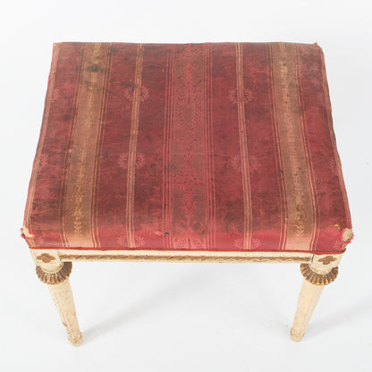 Gustavian Style Painted Stool with Red Striped Seat