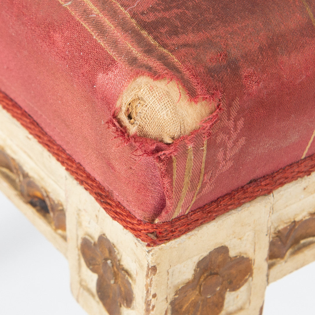 Gustavian Style Painted Stool with Red Striped Seat