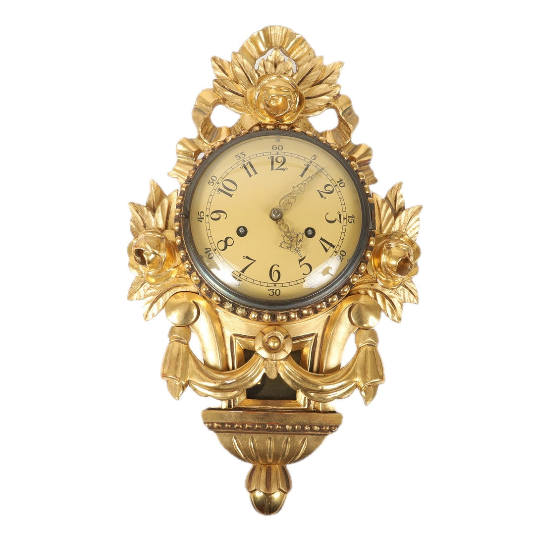 Early 19th Century Austrian Giltwood Frame Clock by Ad. Uhrig, Wien