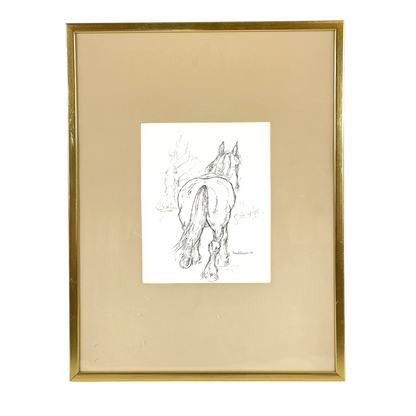 Pair of framed Bengt Hallgren horse ink drawings, signed and dated 1978