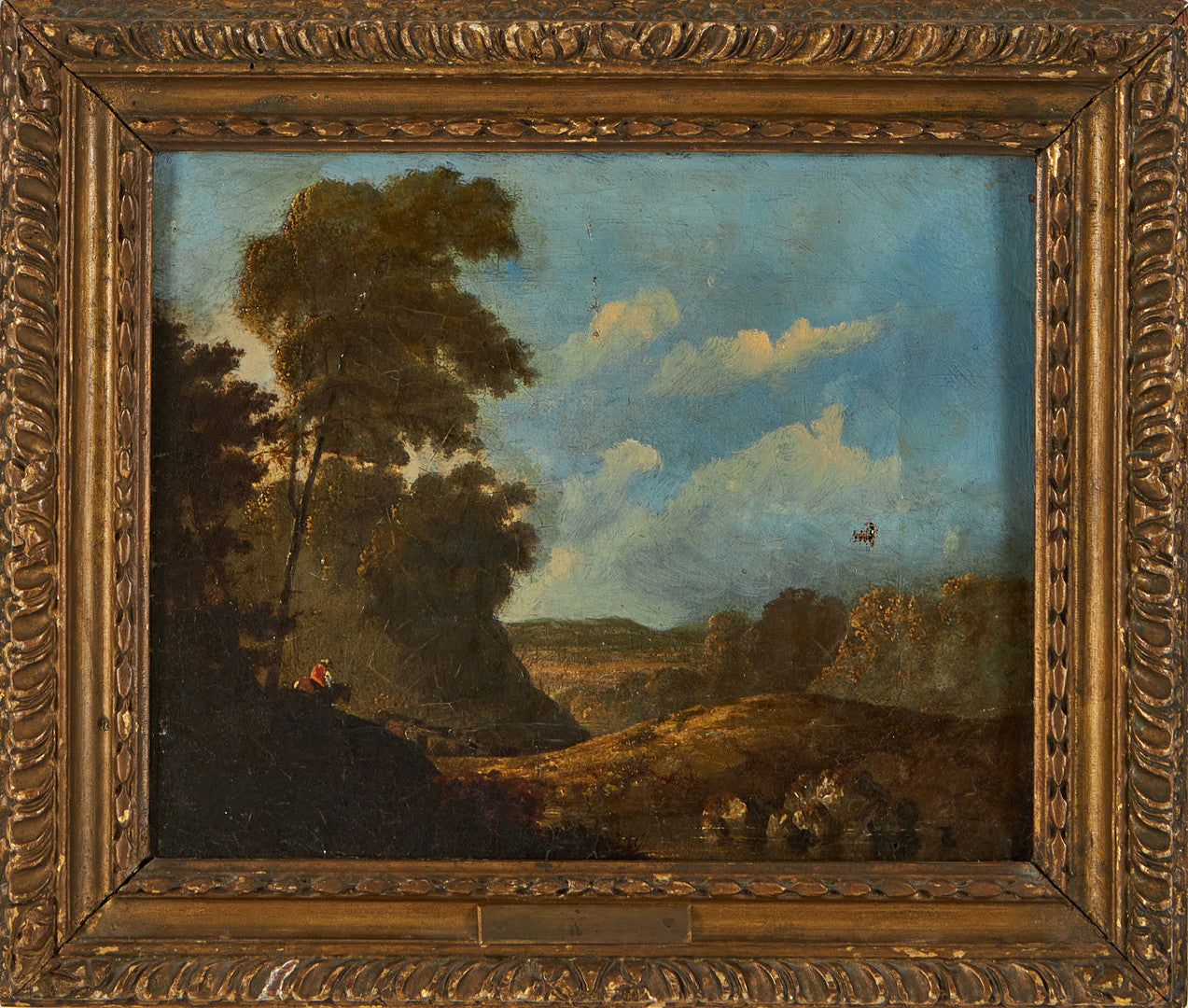 Antique Framed Old World Landscape Painting