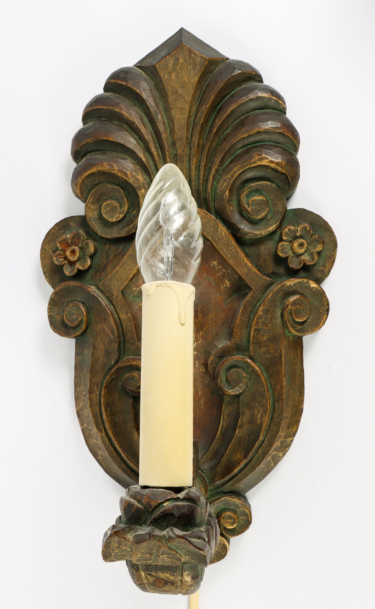 Matts i Taserud Carved Wooden Wall Sconce