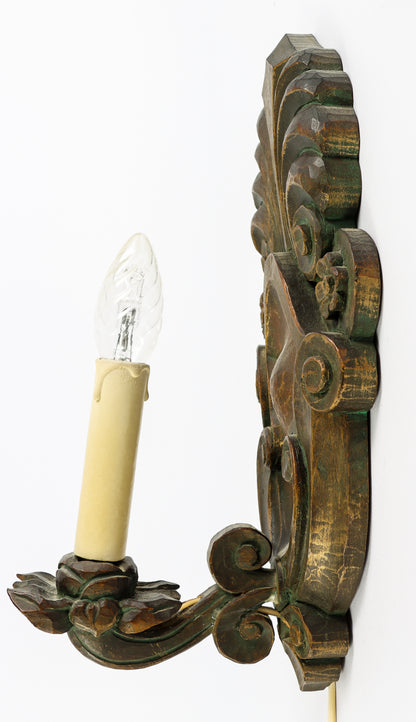 Matts i Taserud Carved Wooden Wall Sconce