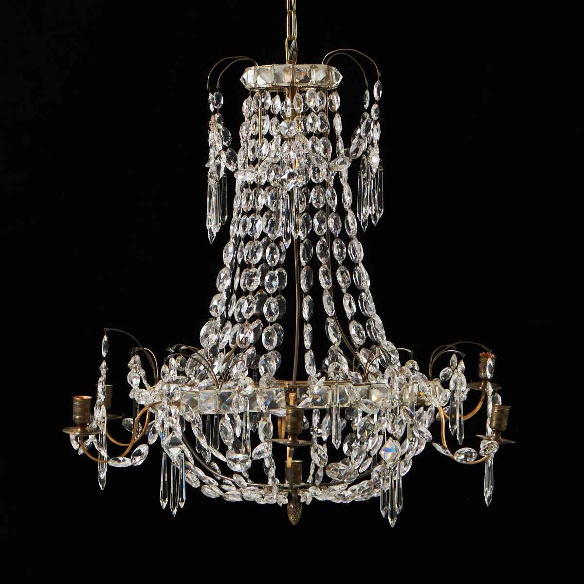 Gustavian style six-light crystal chandelier