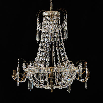 Gustavian style six-light crystal chandelier