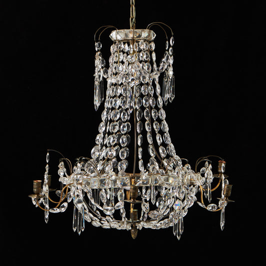 Gustavian style six-light crystal chandelier