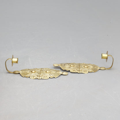 Pair of Wall Sconces Made from Military Cap Badges