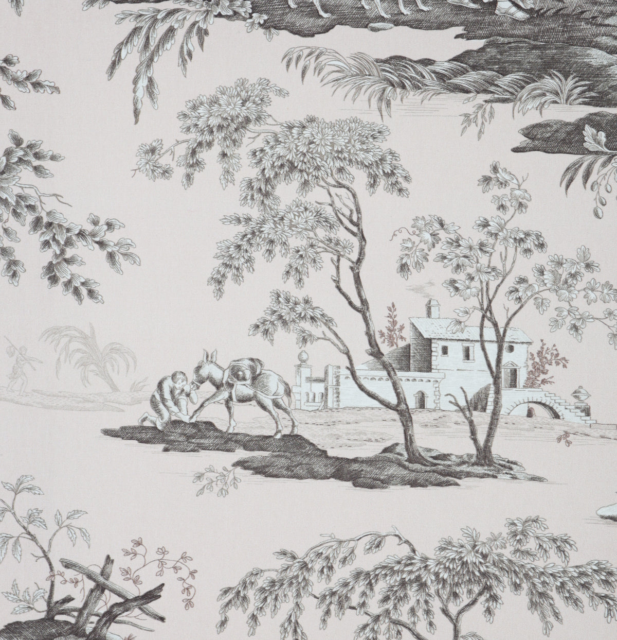 Victorian Style White Painted Sofa and Matching Four-Panel Screen in Toile de Jouy