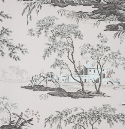 Victorian Style White Painted Sofa and Matching Four-Panel Screen in Toile de Jouy