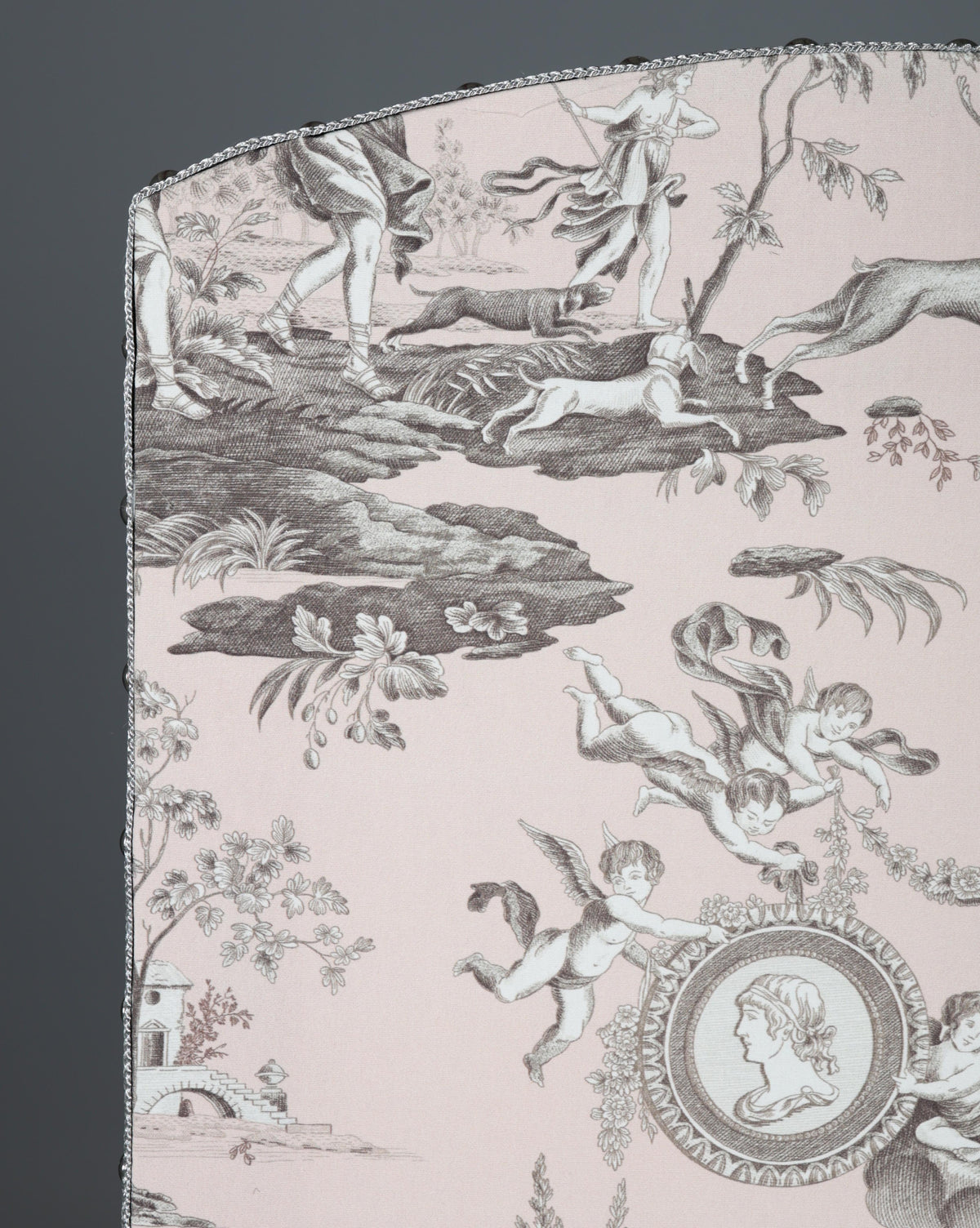 Victorian Style White Painted Sofa and Matching Four-Panel Screen in Toile de Jouy