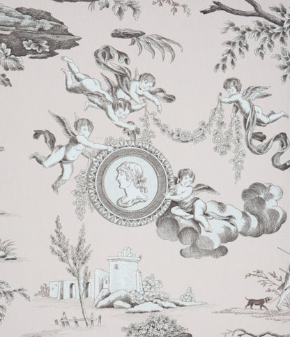 Victorian Style White Painted Sofa and Matching Four-Panel Screen in Toile de Jouy