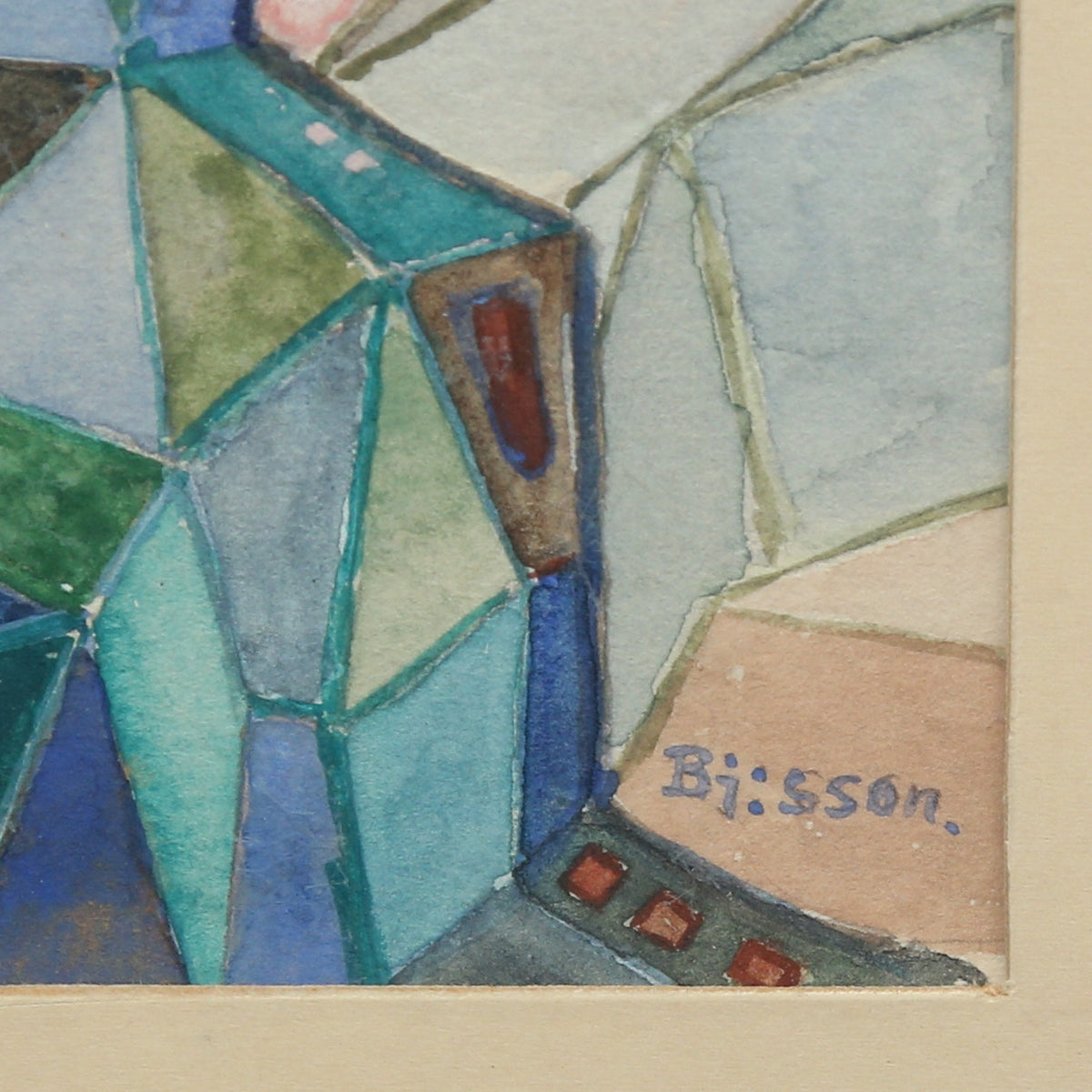 Cubist Landscape, Mixed Media, Signed Bj:sson