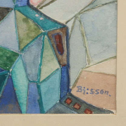 Cubist Landscape, Mixed Media, Signed Bj:sson
