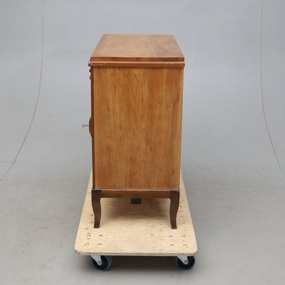 Walnut Veneered Three-Drawer Chest with Ebonized Details, Late 19th Century