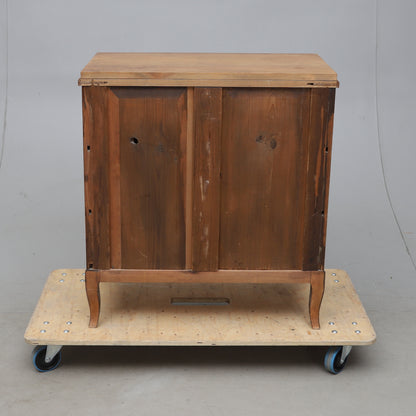 Walnut Veneered Three-Drawer Chest with Ebonized Details, Late 19th Century