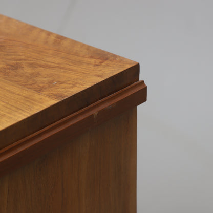 Walnut Veneered Three-Drawer Chest with Ebonized Details, Late 19th Century