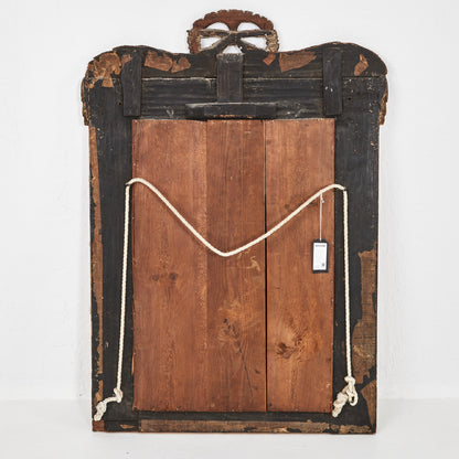 Northern European Carved and Bronzed Mirror with Laurel Festoons, 18th Century