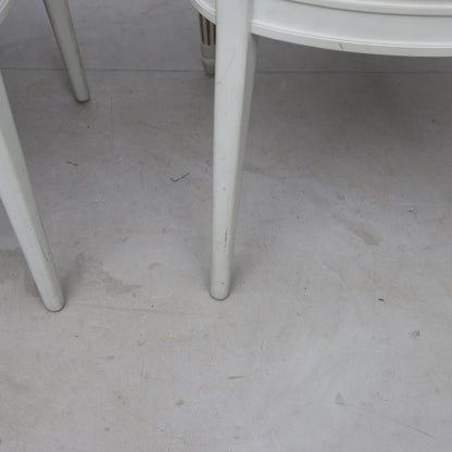 Gustavian Style Painted Round Dining Table with Three Chairs, Late 20th Century