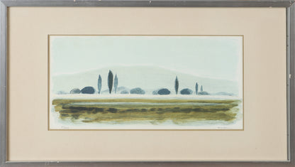 Framed Lithograph, Cypress Landscape — Signed K.A. Dal,
