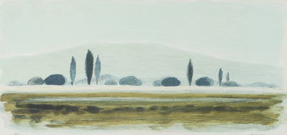 Framed Lithograph, Cypress Landscape — Signed K.A. Dal,