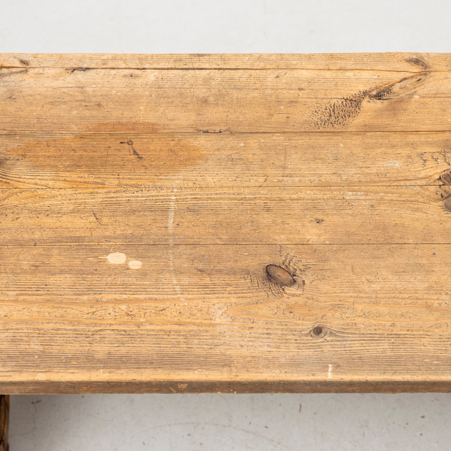 Spanish Renaissance Style Pine Bench with Lyre Legs, 20th Century