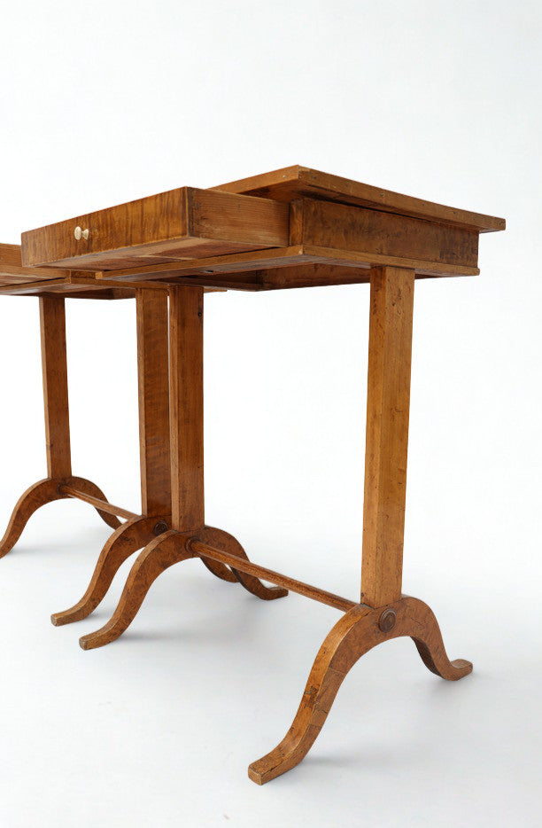 Pair of Swedish Birch and Burl Birch Nightstands, 19th Century