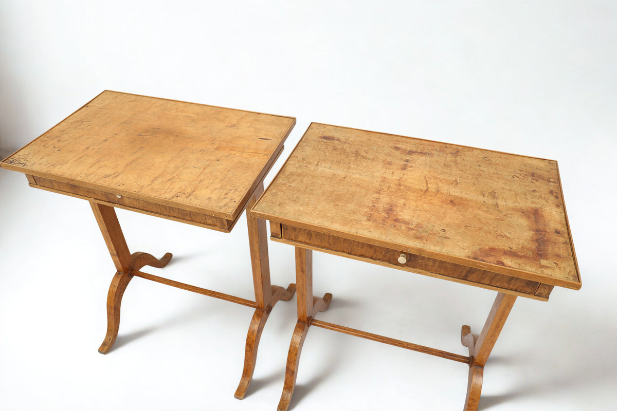 Pair of Swedish Birch and Burl Birch Nightstands, 19th Century