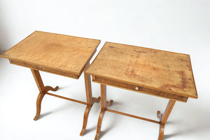 Pair of Swedish Birch and Burl Birch Nightstands, 19th Century
