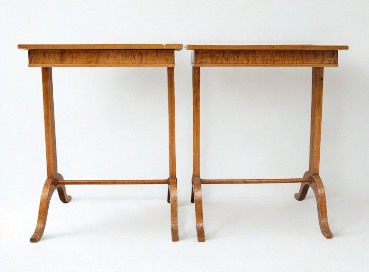 Pair of Swedish Birch and Burl Birch Nightstands, 19th Century