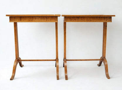 Pair of Swedish Birch and Burl Birch Nightstands, 19th Century