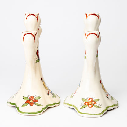 Rstrand Daldansen Folk Art Candelabra Pair, Swedish Mid-Century