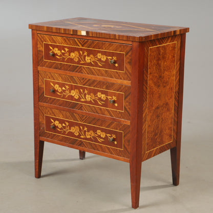 Small three-drawer inlaid chest